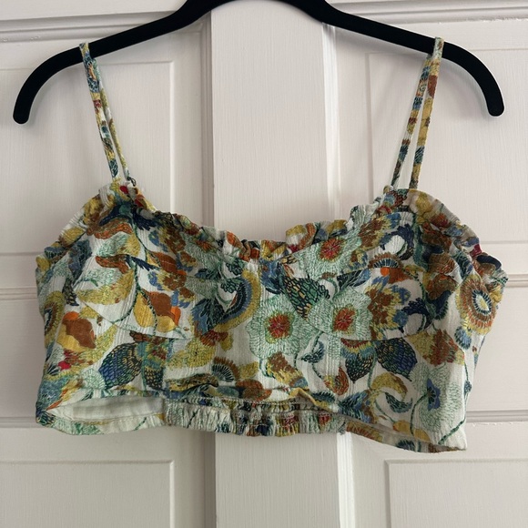 Anthropologie Tops - Anthropologie Floral Ruffled Crop Camisole